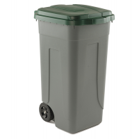 Bidone mobile - con chiusura a clip - 49 x 54 x 85 cm - 100 lt - grigio-verde - Mobil Plastic - 100/GRC-VES - 8004331001035 - DMwebShop