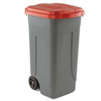 Bidone mobile - con chiusura a clip - 49 x 54 x 85 cm - 100 lt - grigio-rosso - Mobil Plastic - 100/GRC-ROB - 8004331001028 - DMwebShop