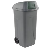 Bidone mobile Push - con coperchio - 49 x 54 x 95 cm - 100 lt - grigio-verde - Mobil Plastic - 100P/GRC-VES - 8004331001073 - DMwebShop