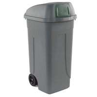 Bidone mobile Push - con coperchio - 49 x 54 x 95 cm - 100 lt - grigio-verde - Mobil Plastic - 100P/GRC-VES - 8004331001073 - DMwebShop