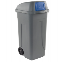 Bidone mobile Push - con coperchio - 49 x 54 x 95 cm - 100 lt - grigio-blu - Mobil Plastic - 100P/GRC-BLB - 8004331001042 - DMwebShop