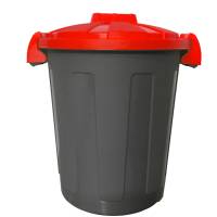 Contenitore portarifiuti Dusty - Ø 36 cm - altezza 45 cm - 25 lt - coperchio rosso - nero - Mobil Plastic - 105/25-ROB - 8004331105276 - DMwebShop