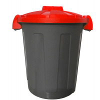 Contenitore portarifiuti Dusty - Ø 36 cm - altezza 45 cm - 25 lt - coperchio rosso - nero - Mobil Plastic - 105/25-ROB - 8004331105276 - DMwebShop