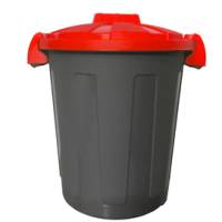 Contenitore portarifiuti Dusty diametro 36 cm altezza 45 cm 25 lt coperchio rosso nero Mobilplastic 105 25 ROB - 22255
