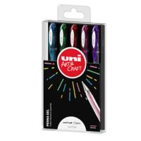 Penna sfera gel Uni Ball Signo - punta 1 mm - colori assortiti glitter - astuccio 5 pezzi - Uni Mitsubishi - M UM120SP 5P - 8007404249754 - DMwebShop