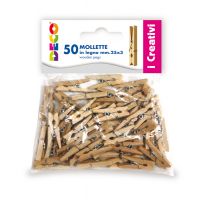 Mollettine mini - in legno - colore naturale - 25 mm - conf. 50 pezzi - Deco - 11687 - 8004957116878 - DMwebShop