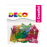 Mollettine mini - in legno - colori neon - 25 mm - conf. 45 pezzi - Deco - 12023 - 8004957120233 - DMwebShop