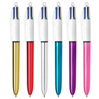Penna sfera scatto multifunzione 4 Colours Shine - punta 1 mm - fusto colori assortiti - scatola 12 pezzi - Bic 964775