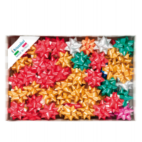 Stelle di nastro liscio 6800 - 14 mm - Ø 6,5 cm - colori natalizi assortiti - conf. 100 pezzi - Brizzolari - 00064300 - DMwebShop