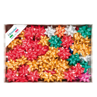 Stelle di nastro liscio 6800 - 14 mm - Ø 6,5 cm - colori natalizi assortiti - conf. 100 pezzi - Brizzolari - 00064300 - 8004451031004 - DMwebShop