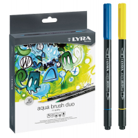 Pennarelli Aqua Brush Duo - punte 2 - 4 mm - colori assortiti - astuccio 36 pezzi - Lyra - L6521360 - 4084900601242 - DMwebShop