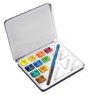 Acquerelli Aquafine - colori assortiti - scatola metallo 10 acquerelli + pennello + tavolozza - Daler Rowney - D131900910 - 5011386094205 - DMwebShop