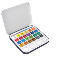 Acquerelli Aquafine - colori assortiti - scatola metallo 24 acquerelli + pennello + tavolozza - Daler Rowney - D131900924 - 5011386094281 - DMwebShop