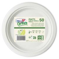 Piatto piano monouso - rotondo - Ø 22 cm - cellulosa - bianco - Green - conf. 50 pezzi - Dopla - 07757 - 8005090010009 - DMwebShop