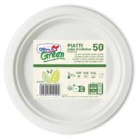 Piatto piano monouso - rotondo - Ø 22 cm - cellulosa - bianco - Green - conf. 50 pezzi - Dopla - 07757 - 8005090010009 - DMwebShop