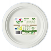 Piatti frutta - Ø 170 mm - biodegradabili - Green - conf. 50 pezzi - Dopla 07758