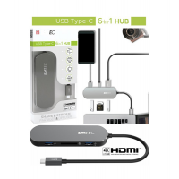 Hub 6-in-1 Multimedia Type-C T650C - Emtec - ECHUBT650C - 3126170164193 - DMwebShop
