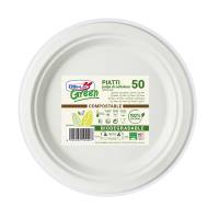 Piatto frutta monouso rotondo diametro 17 cm cellulosa bianco Green Dopla 07758 - 24481