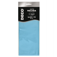Carta velina - 20 gr - 50 x 76 cm - azzurro - busta 5 fogli - Deco - 12283/13 - 8004957122886 - DMwebShop