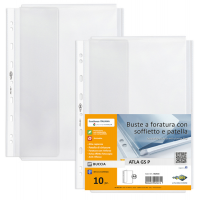 Buste forate ATLA GS P con soffietto e patella A4 - trasparente - buccia - conf. 10 pezzi - Sei Rota - 662516 - 8004972025612 - DMwebShop