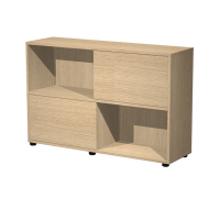Libreria bassa Tetris a 2 ripiani ante scorrevoli - 120 x 35 x 79 cm - rovere-rovere - Artexport - 17066/CC - DMwebShop
