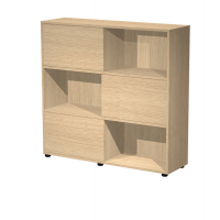 Libreria bassa Tetris a 3 ripiani ante scorrevoli - 120 x 35 x 116 cm - rovere-rovere - Artexport - 17065/CC - DMwebShop