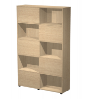 Libreria alta Tetris - 5 ripiani - ante scorrevoli - 120 x 35 x 191 cm - rovere-rovere - Artexport - 17060/CC - DMwebShop