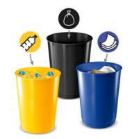 Cestino raccolta differenziata - 40 lt - giallo-blu-nero - set 3 pezzi - Cep - 1013331451 - 3462159013510 - DMwebShop