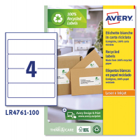 Etichette per raccoglitori in carta riciclata - 61 x 192 mm - 4 etichetta per foglio - bianca - laser - conf. 100 fogli - Avery - LR4761-100 - 4004182145456 - DMwebShop