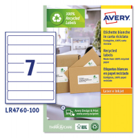 Etichette per raccoglitori carta riciclata - 38 x 192 mm - 7 etichetta per foglio - bianca - laser - conf. 100 fogli - Avery - LR4760-100 - 4004182145203 - DMwebShop