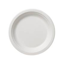 Piatti piani monouso Bio - rotondo - Ø 22,5 cm - cellulosa-canna da zucchero - bianco - conf. 50 pezzi - Leone - Q2012 - 8024112920126 - DMwebShop