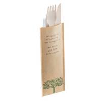 Bis coltello e forchetta in legno con tovagliolo - 16 cm - conf. 48 pezzi - Leone - Q1015 - 8024112010872 - DMwebShop