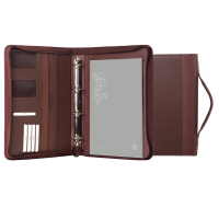 Portablocco Office - con manico - ecopelle - con zip - 28 x 36 cm - marrone - In Tempo 8249OF33