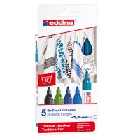 Marcatori per tessuto 4500 - punta tonda 2 - 3 mm - colori assortiti freddi - astuccio 5 pezzi - Edding - 4-4500-5099 - 4057305013132 - DMwebShop