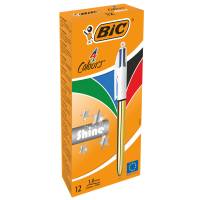 Penna sfera scatto multifunzione 4 Colors Shine - punta 1 mm - fusto oro - conf. 12 pezzi - Bic - 982878 - 3086123537620 - DMwebShop