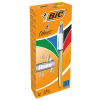 Penna sfera scatto multifunzione 4 Colors Shine - punta 1 mm - fusto oro - conf. 12 pezzi - Bic 982878