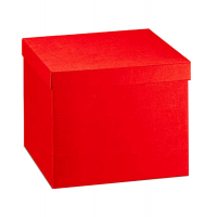 Scatola con coperchio - 30 x 30 x 24 cm - seta rosso - Scotton 13697C