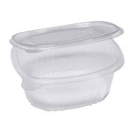 Contenitori ovali in PET - con coperchio incernierato - 16 x 13,5 x 6,2 cm - conf. 50 pezzi - Europack - 1507207501 - 8007626780240 - DMwebShop