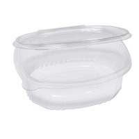Contenitori ovali in PET - con coperchio incernierato - 18 x 15,1 x 6,5 cm - pack 50 pezzi - Cuki Professional 1507310001