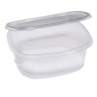 Contenitori ovali in PET - con coperchio incernierato - 22,5 x 19,2 x 7,7 cm - pack 50 pezzi - Cuki Professional 1507520001