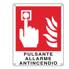 Cartello Alluminio 12x14,5cm 'Pulsante Allarme Antincendio'