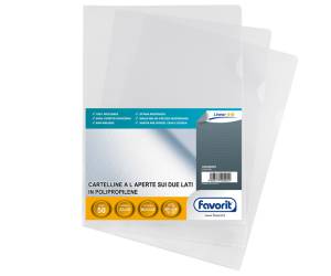 Cartelline a L Pratic - Linear - PPL - buccia - 22 x 30 cm - trasparente - conf. 50 pezzi - Favorit - 100460001 - 8006779000052 - DMwebShop
