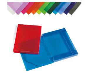 Cartella con elastici - PPL - dorso 3 cm - 35,5 x 26,5 cm - colori assortiti - conf. 12 pezzi - Lebez - 2525-ASS - 8007509045657 - DMwebShop