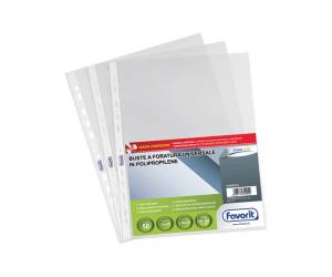 Buste forate Special Linear PP trasparenti 22x30 cm lisce confezione 50 pezzi Favorit 100460039 - 3202