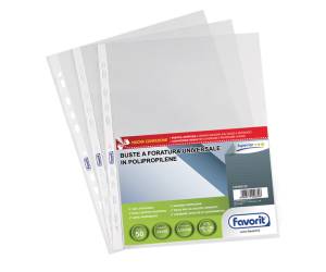 Buste forate trasparenti Special 22 x 30 cm lisce in PP confezione 50 pezzi Favorit 100460120 - 3997