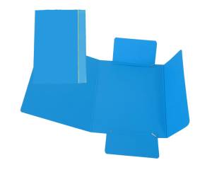 Cartella 3 lembi con elastico A5 dorso variabile cartone plastificato azzurro - 5060