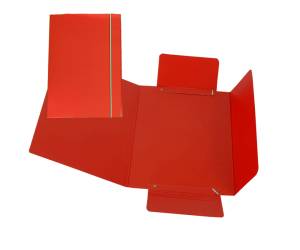 Cartella 3 lembi con elastico A5 dorso variabile cartone plastificato rosso - 5059