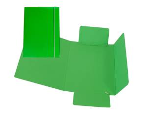 Cartella 3 lembi con elastico A5 dorso variabile cartone plastificato verde - 5061