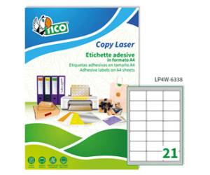 Etichette adesive LP4 W in carta angoli arrotondati permanenti 63,5 x 38,1 mm - 1533