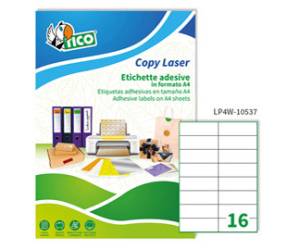 Etichette adesive LP4W in carta permanenti 105 x 37 mm 16 etichette per foglio 100 fogli bianco Tico LP4W 10537 - 1534